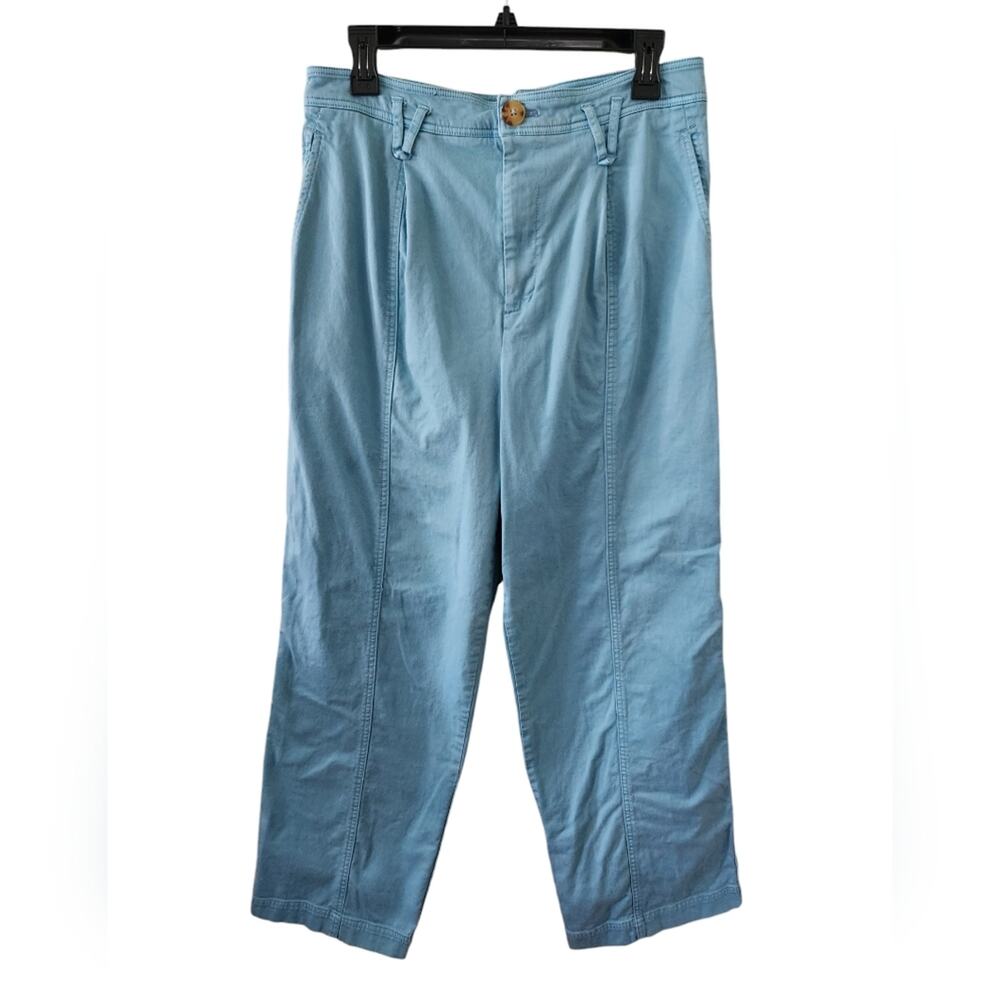 Anthropologie Wide Leg High rise Cotton Twill Pleated Trouser 10